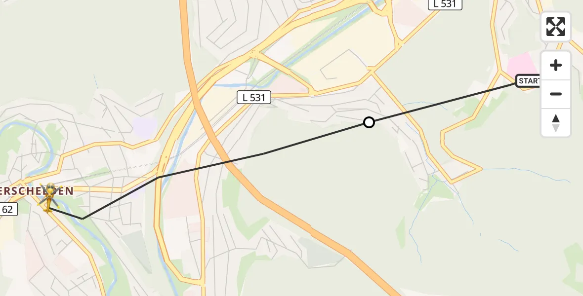 Flugroute Rettungshubschrauber Evangelisches Jung-Stilling Hospital - Siegen, 04 September 2026, 13:05