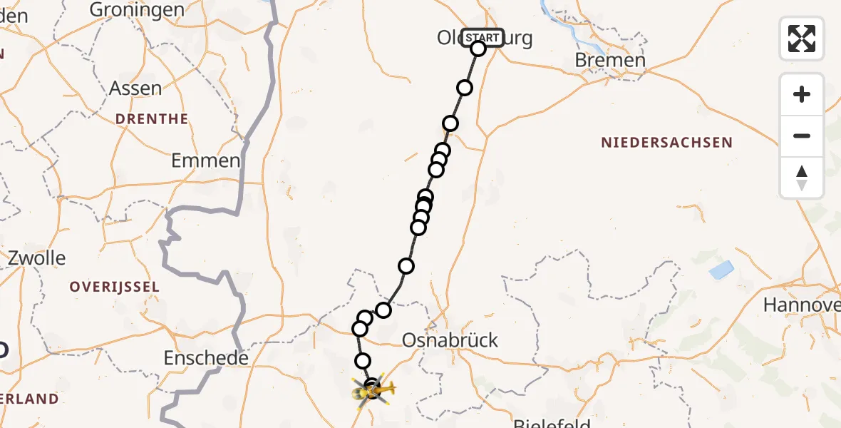 Flugroute Ambulanzhubschrauber Oldenburg (Oldb) - Christoph  Westfalen-ADAC, 04 September 2026, 13:26