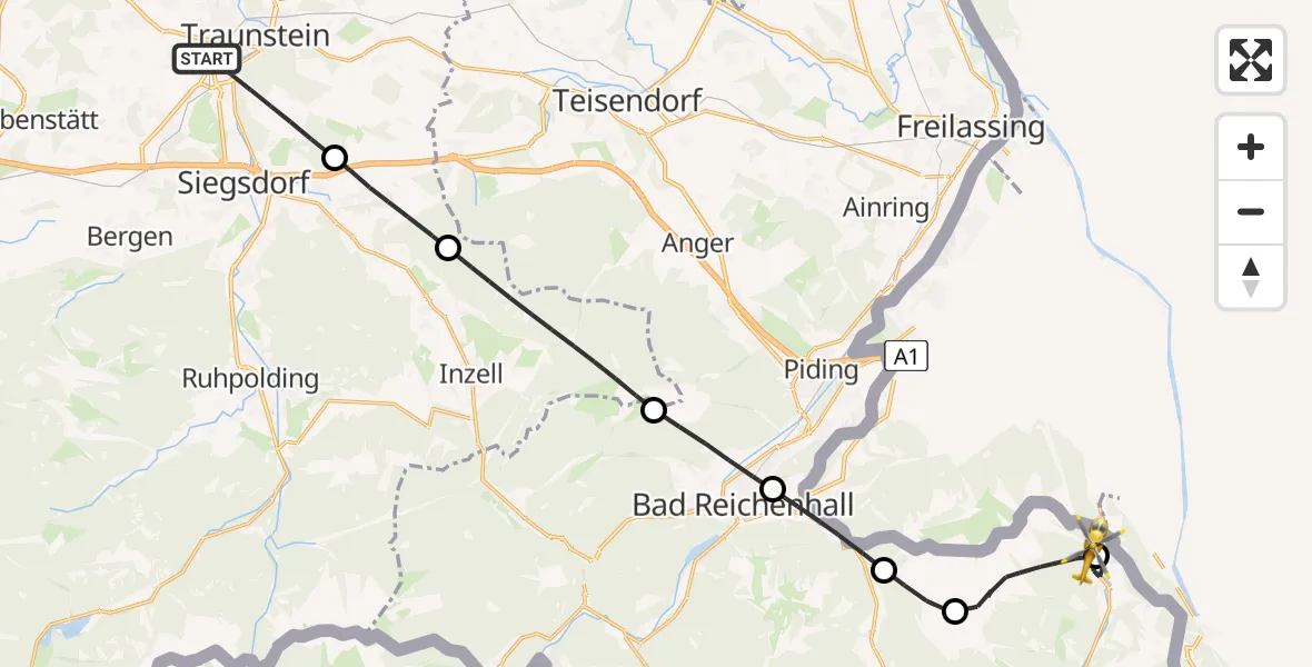 Flugroute Rettungshubschrauber Traunstein - Schellenberger Forst, 04 September 2026, 13:58