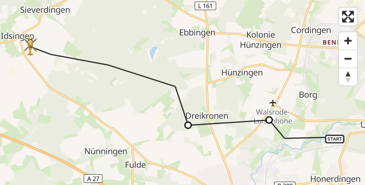 Flugroute Rettungshubschrauber Walsrode - Walsrode, 04 September 2026, 14:14