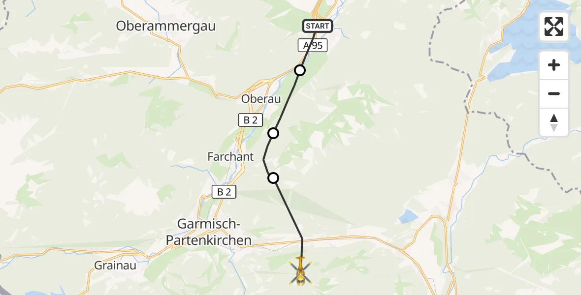 Flugroute Rettungshubschrauber Eschenlohe - Garmisch-Partenkirchen, 04 September 2026, 14:44