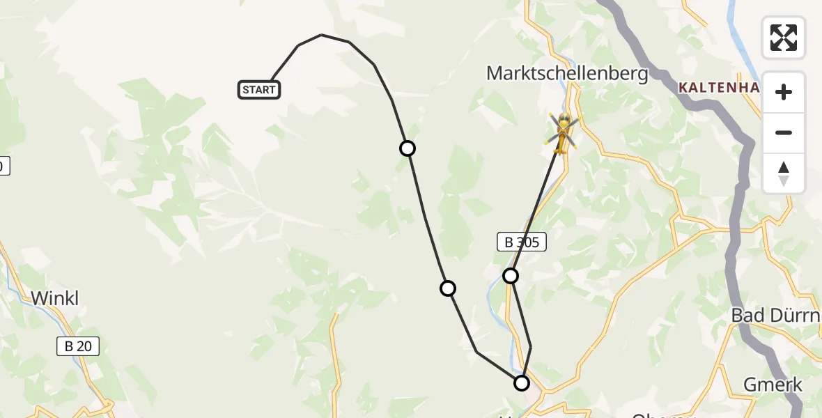 Flugroute Rettungshubschrauber Schellenberger Forst - Marktschellenberg, 04 September 2026, 14:47