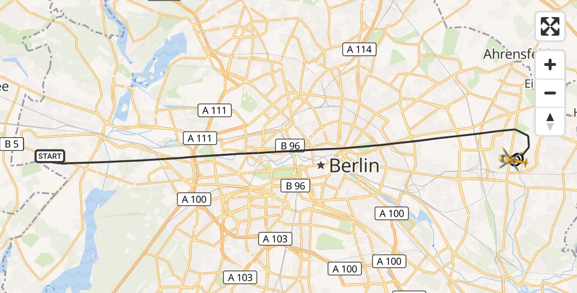 Flugroute Rettungshubschrauber Berlin - Berlin Emergency Hospital, 04 September 2026, 14:48
