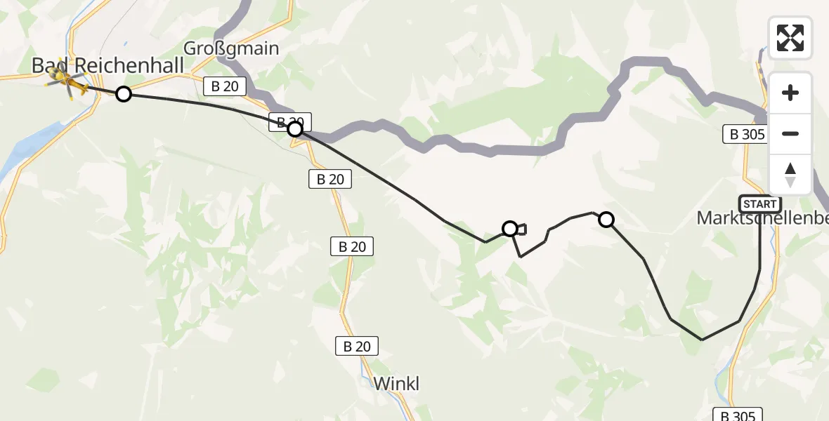 Flugroute Rettungshubschrauber Marktschellenberg - Bad Reichenhall, 04 September 2026, 15:25
