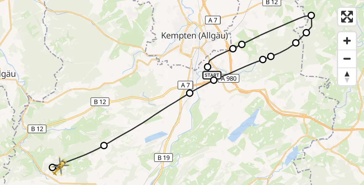 Flugroute Rettungshubschrauber Kempten-Durach Flugplatz - Missen-Wilhams, 04 September 2026, 15:33