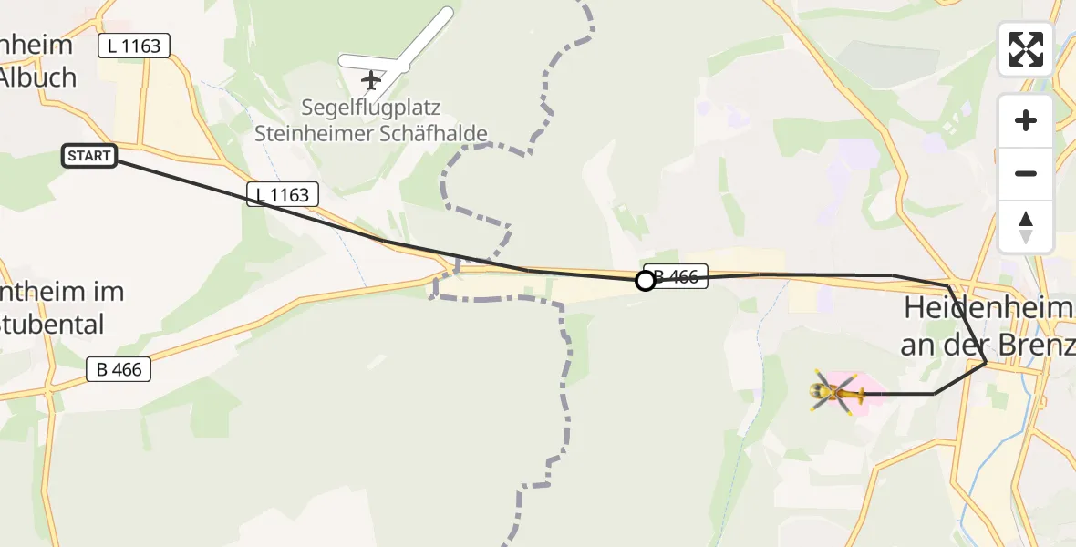 Flugroute Rettungshubschrauber Steinheim am Albuch - Heidenheim an der Brenz, 04 September 2026, 15:33