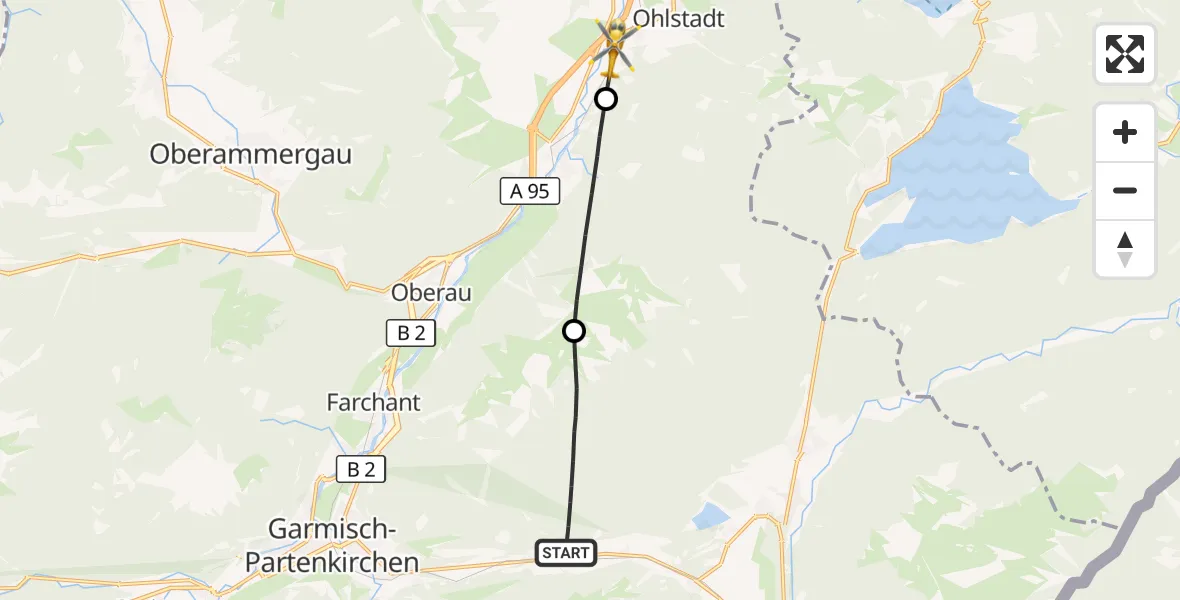 Flugroute Rettungshubschrauber Garmisch-Partenkirchen - Ohlstadt, 04 September 2026, 15:34