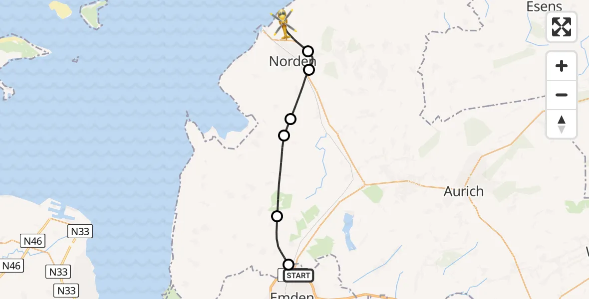 Flugroute Ambulanzhubschrauber Emden - Norden, 04 September 2026, 15:50