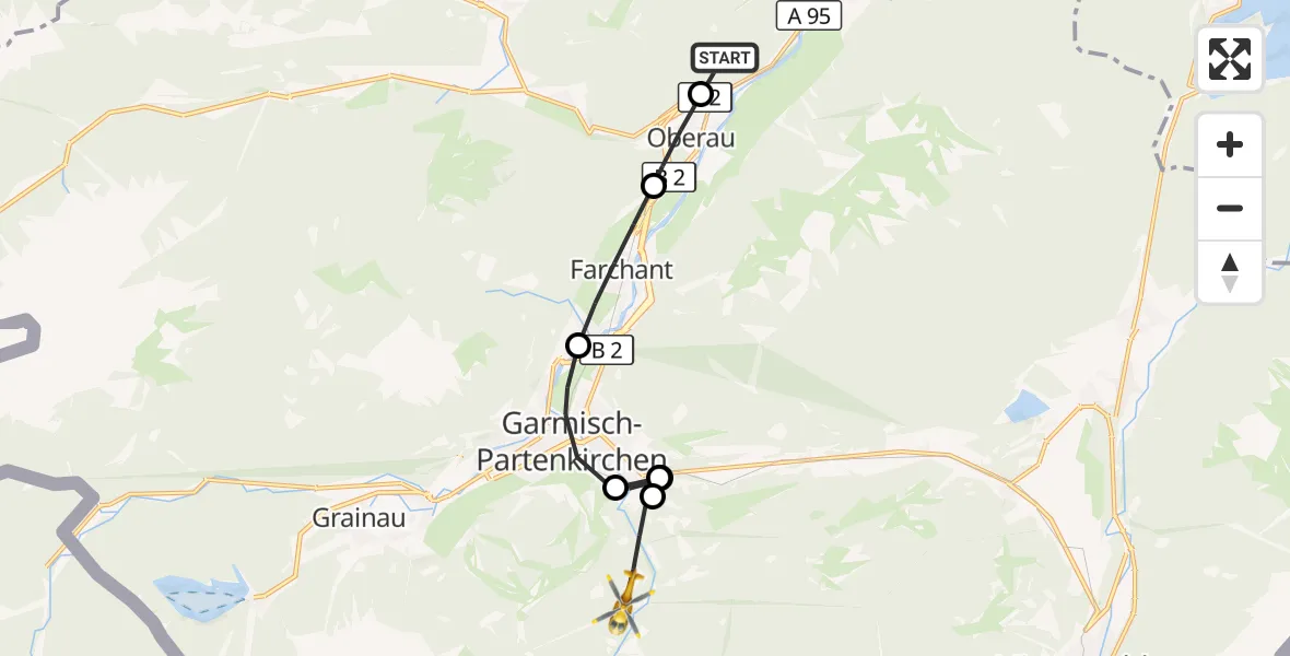 Flugroute Rettungshubschrauber Eschenlohe - Garmisch-Partenkirchen, 04 September 2026, 15:56