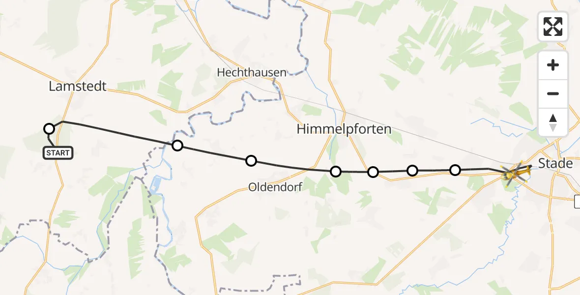 Flugroute Rettungshubschrauber Armstorf - Stade, 04 September 2026, 16:32
