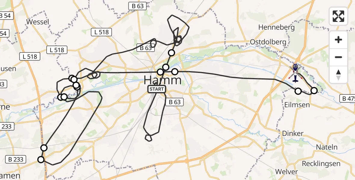 Flugroute Polizeihubschrauber Hamm - Hamm, 04 September 2026, 17:17