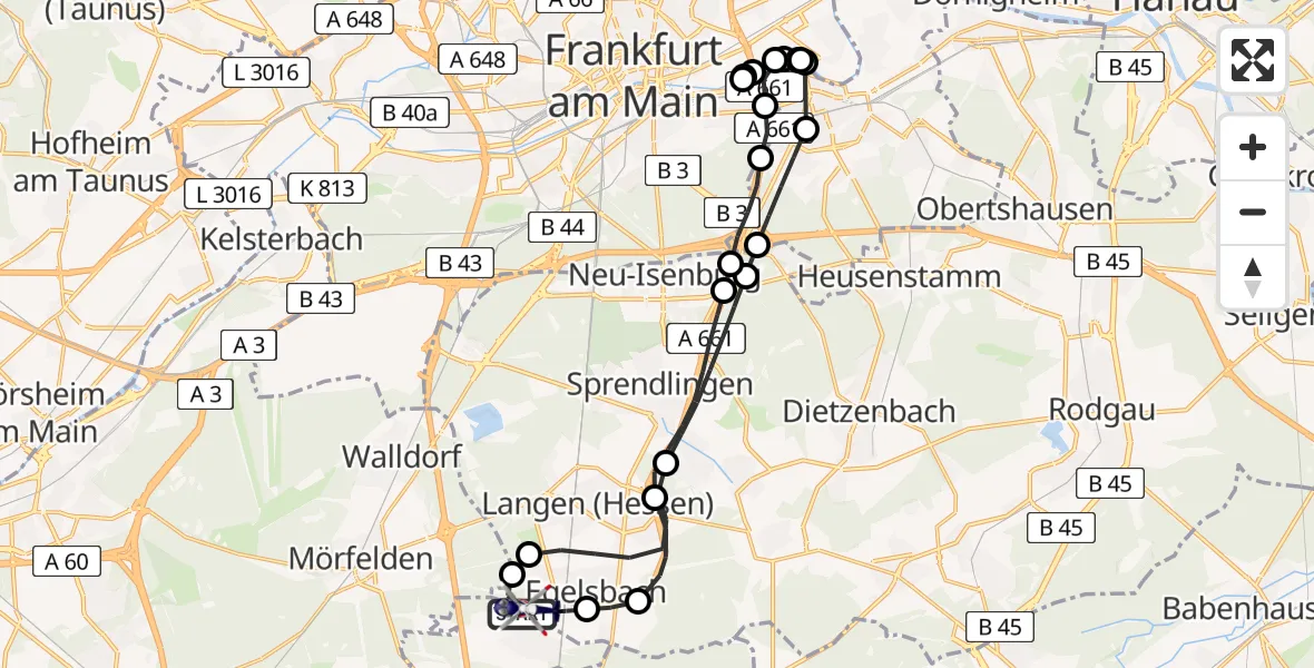 Flugroute Polizeihubschrauber Flughafen Frankfurt-Egelsbach - Flughafen Frankfurt-Egelsbach, 04 September 2026, 17:44