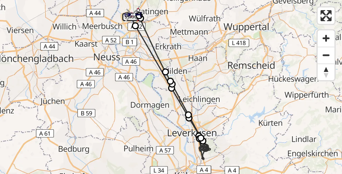Flugroute Polizeihubschrauber Düsseldorf Flughafen - Düsseldorf Flughafen, 04 September 2026, 18:32