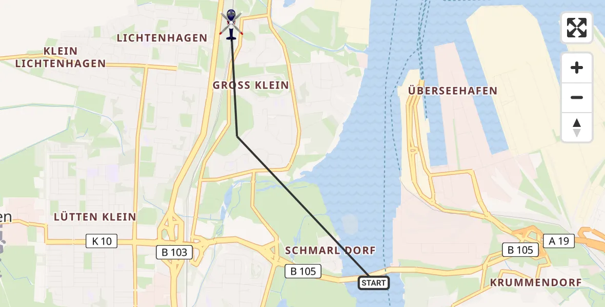 Flugroute Polizeihubschrauber Rostock - Rostock, 04 September 2026, 19:09