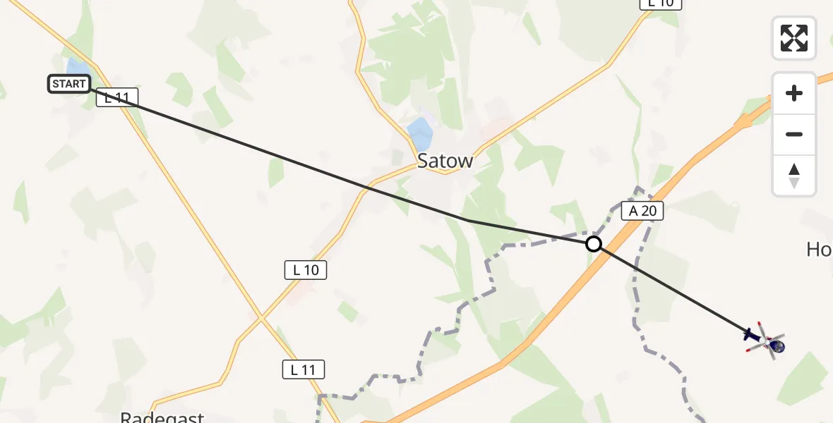 Flugroute Polizeihubschrauber Satow - Satow, 04 September 2026, 19:54