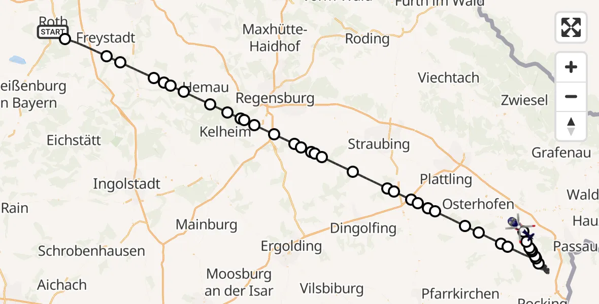 Flugroute Polizeihubschrauber Roth - Windorf, 04 September 2026, 21:25