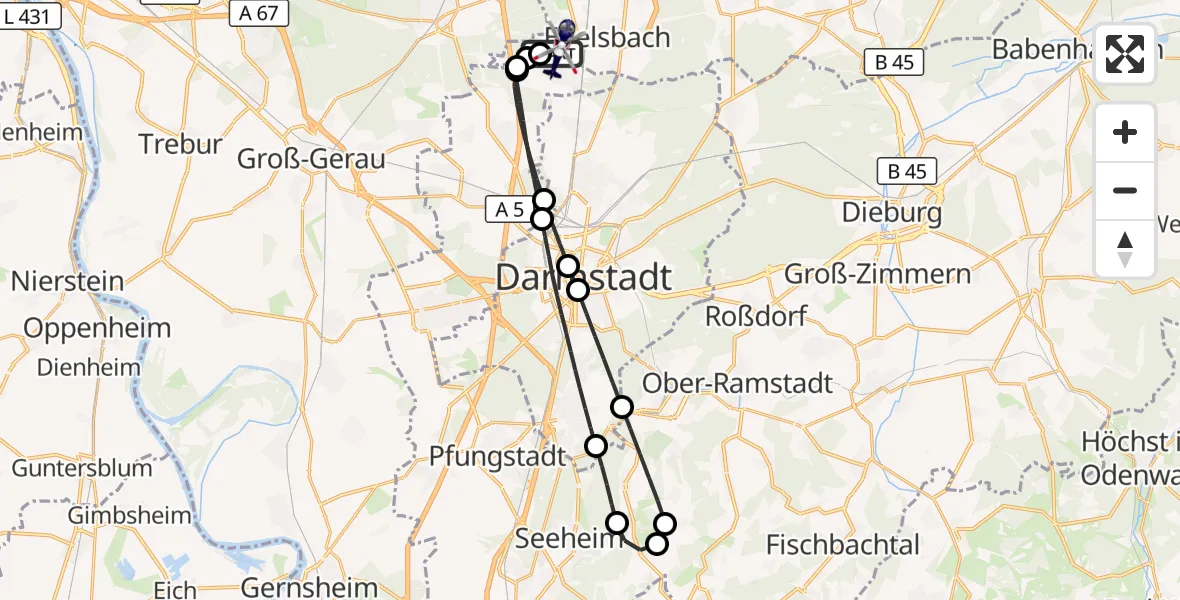 Flugroute Polizeihubschrauber Flughafen Frankfurt-Egelsbach - Flughafen Frankfurt-Egelsbach, 04 September 2026, 23:55
