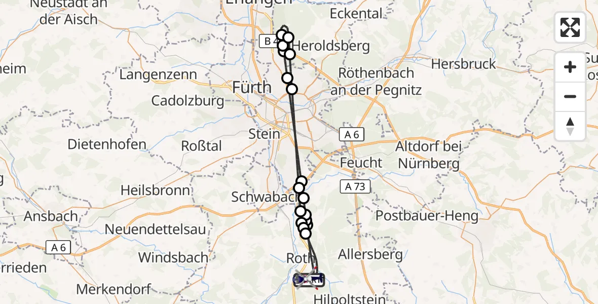 Flugroute Polizeihubschrauber Roth - Flugplatz Roth, 05 September 2026, 04:48