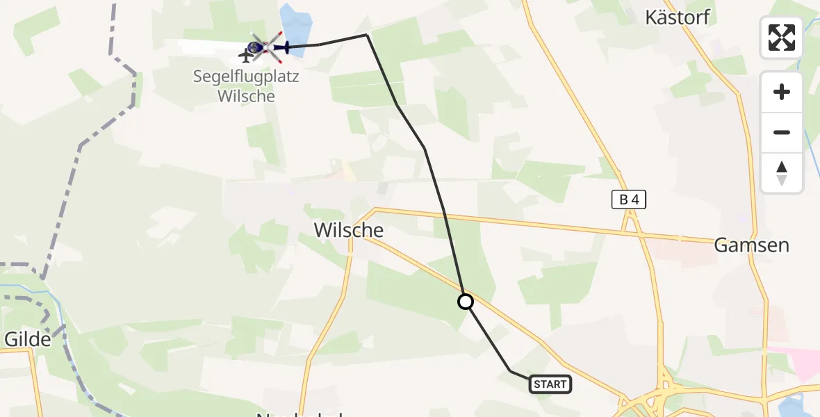 Flugroute Polizeihubschrauber Gifhorn Bundespolizei Hubschrauberlandeplatz - Gifhorn, 05 September 2026, 06:46