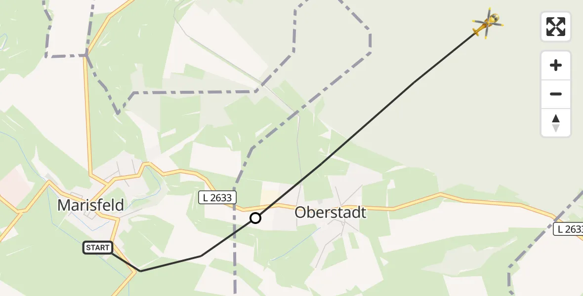 Flugroute Rettungshubschrauber Marisfeld - Oberstadt, 05 September 2026, 06:54