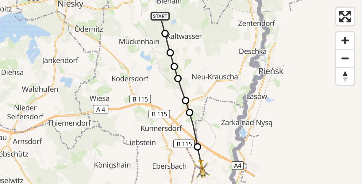 Flugroute Rettungshubschrauber Horka - Görlitz, 05 September 2026, 07:29