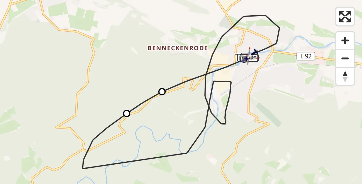 Flugroute Polizeihubschrauber Thale - Thale, 05 September 2026, 07:52