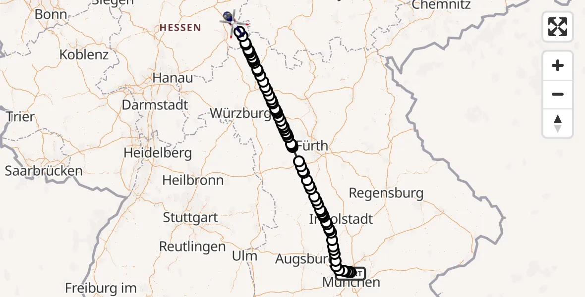 Flugroute Polizeihubschrauber Oberschleißheim - Nüsttal, 05 September 2026, 08:06