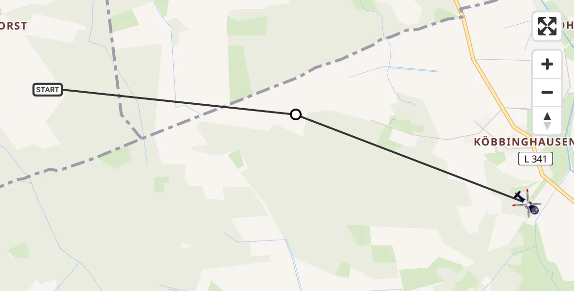 Flugroute Polizeihubschrauber Winkelsett - Twistringen, 05 September 2026, 08:13