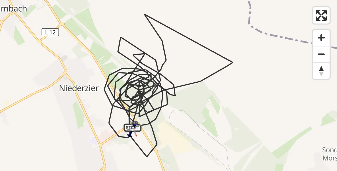 Flugroute Polizeihubschrauber Niederzier - Niederzier, 05 September 2026, 09:02