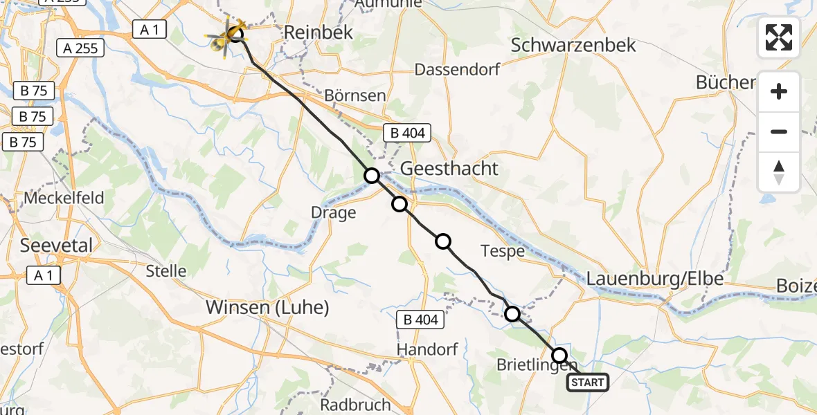 Flugroute Rettungshubschrauber Scharnebeck - Christoph Hansa ADAC Hubschrauberlandeplatz, 05 September 2026, 09:07