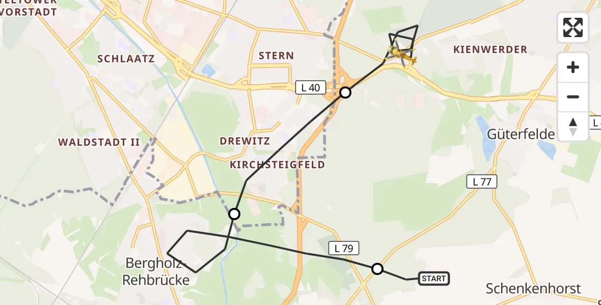 Flugroute Rettungshubschrauber Stahnsdorf - Stahnsdorf, 05 September 2026, 09:10