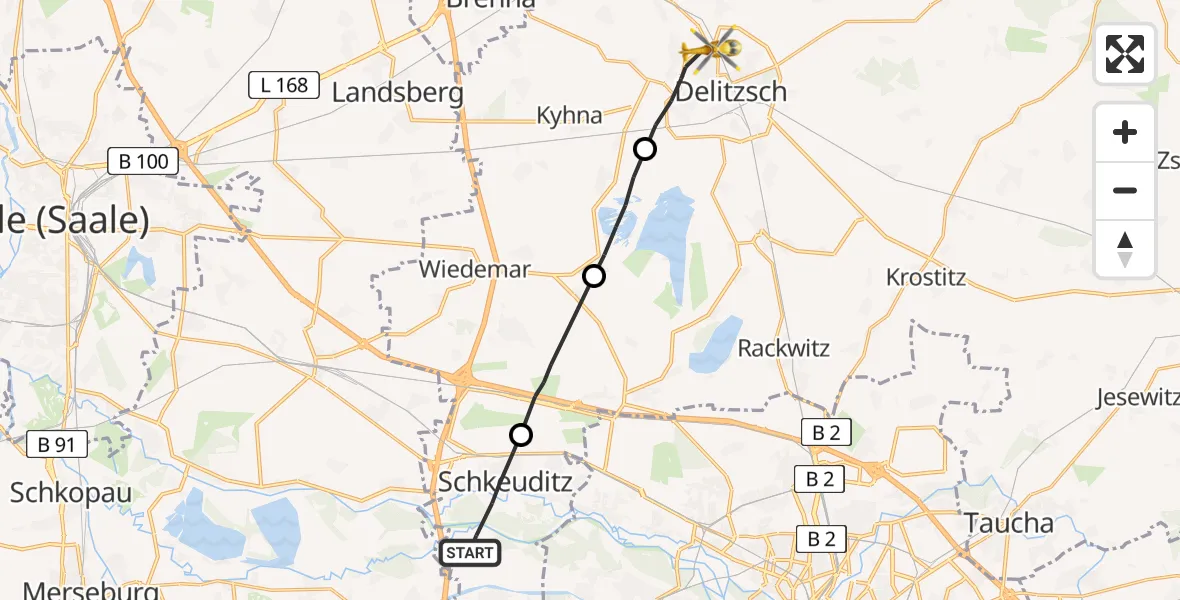 Flugroute Rettungshubschrauber Schkeuditz - Delitzsch, 05 September 2026, 10:08