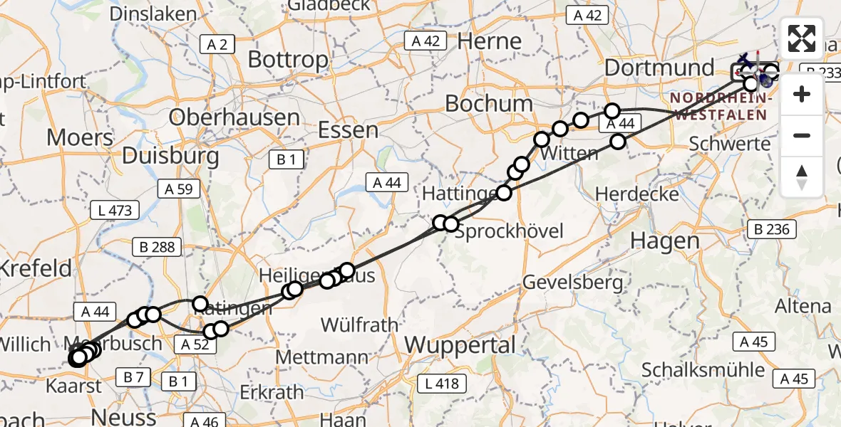 Flugroute Polizeihubschrauber Dortmund Flughafen - Dortmund Flughafen, 05 September 2026, 10:14