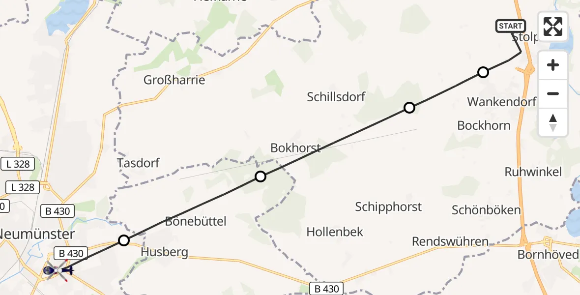 Flugroute Polizeihubschrauber Stolpe - Neumünster, 05 September 2026, 10:28
