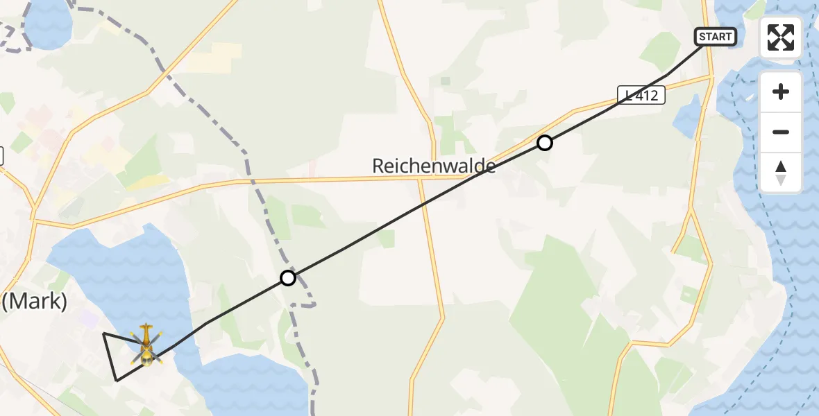 Flugroute Rettungshubschrauber Bad Saarow - Storkow (Mark), 05 September 2026, 11:11