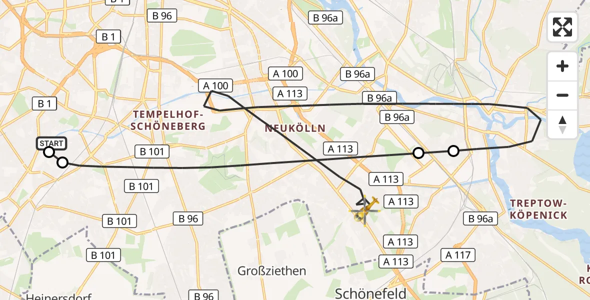 Flugroute Rettungshubschrauber Charité Clinic Benjamin Franklin Campus - Berlin, 05 September 2026, 11:19