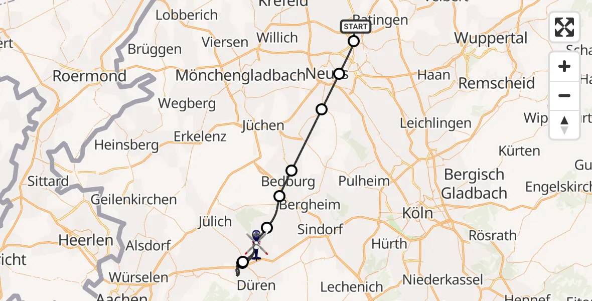 Flugroute Polizeihubschrauber Düsseldorf Flughafen - Niederzier, 05 September 2026, 11:21