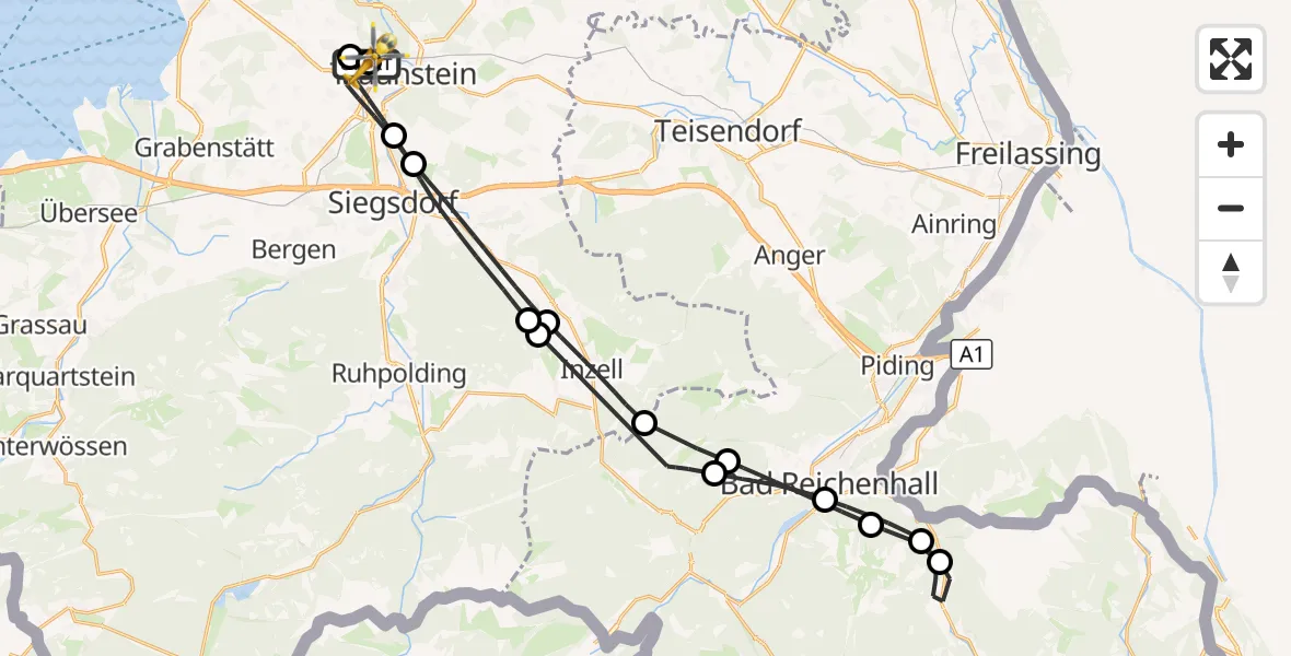 Flugroute Rettungshubschrauber Traunstein Hospital - Traunstein Hospital, 05 September 2026, 11:27