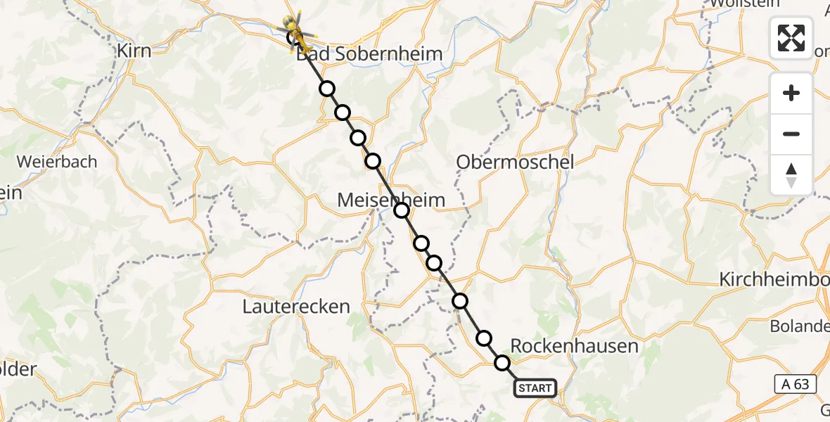 Flugroute Rettungshubschrauber Rockenhausen - Monzingen, 05 September 2026, 11:42