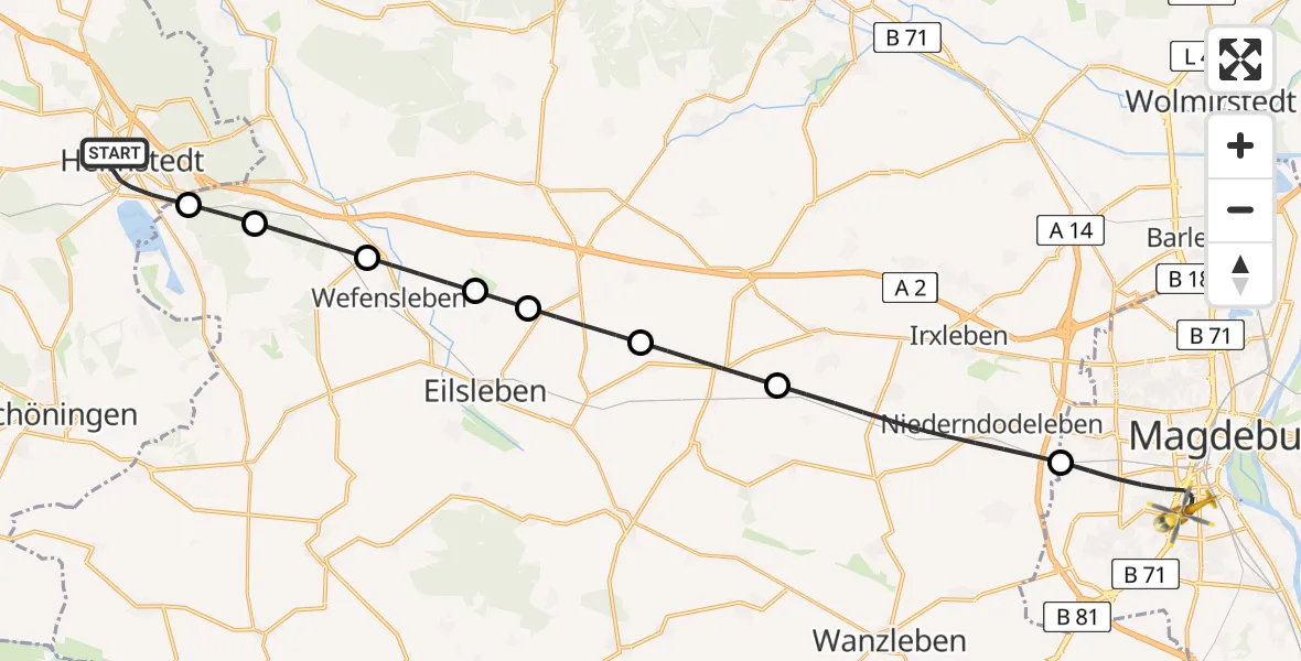 Flugroute Rettungshubschrauber Helmstedt - Magdeburg, 05 September 2026, 11:43