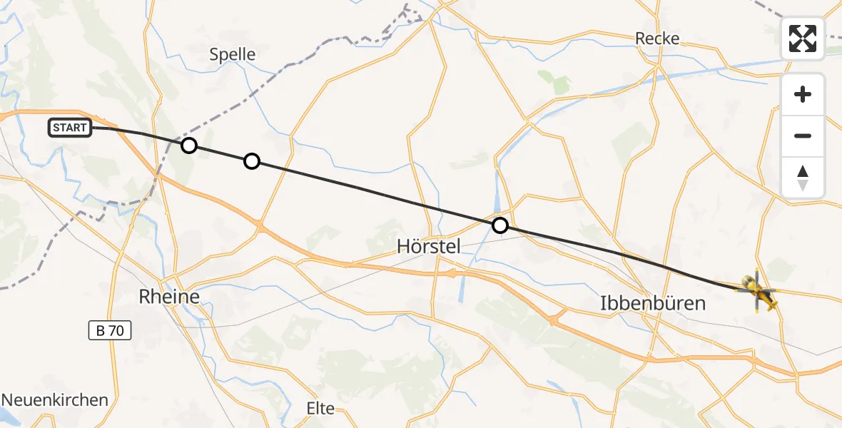 Flugroute Ambulanzhubschrauber Salzbergen - Ibbenbüren, 05 September 2026, 12:06