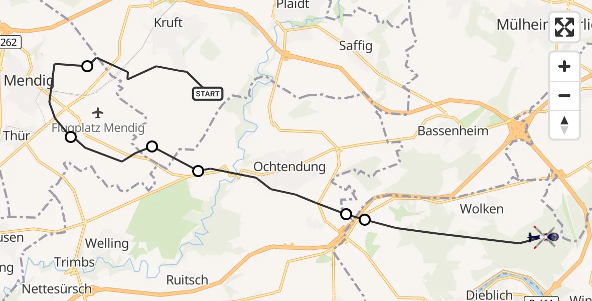 Flugroute Polizeihubschrauber Kruft - Kobern-Gondorf, 05 September 2026, 12:08
