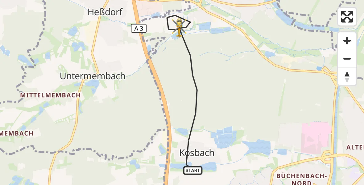 Flugroute Ambulanzhubschrauber Erlangen - Erlangen, 05 September 2026, 12:47