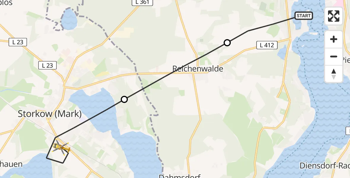 Flugroute Rettungshubschrauber Bad Saarow - Storkow (Mark), 05 September 2026, 12:56