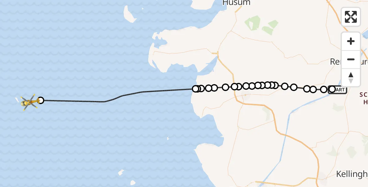 Flugroute Ambulanzhubschrauber Hörsten - North Sea, 05 September 2026, 13:31