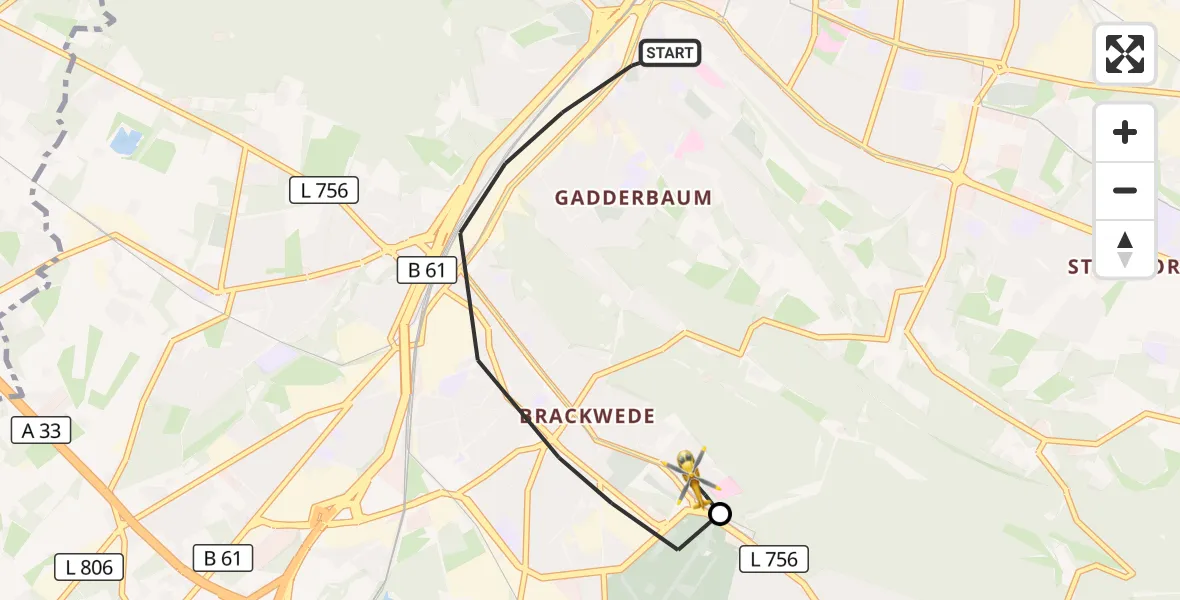 Flugroute Rettungshubschrauber Bielefeld - Luftrettungszentrum Bielefeld, 05 September 2026, 13:31
