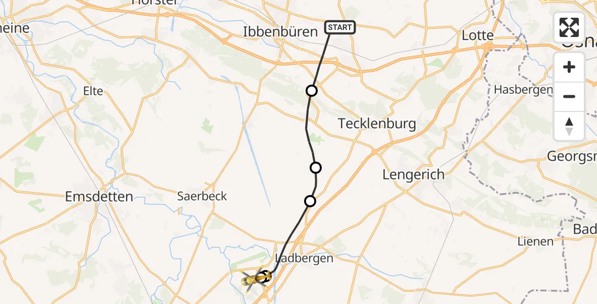 Flugroute Ambulanzhubschrauber Ibbenbüren - Christoph  Westfalen-ADAC, 05 September 2026, 13:39