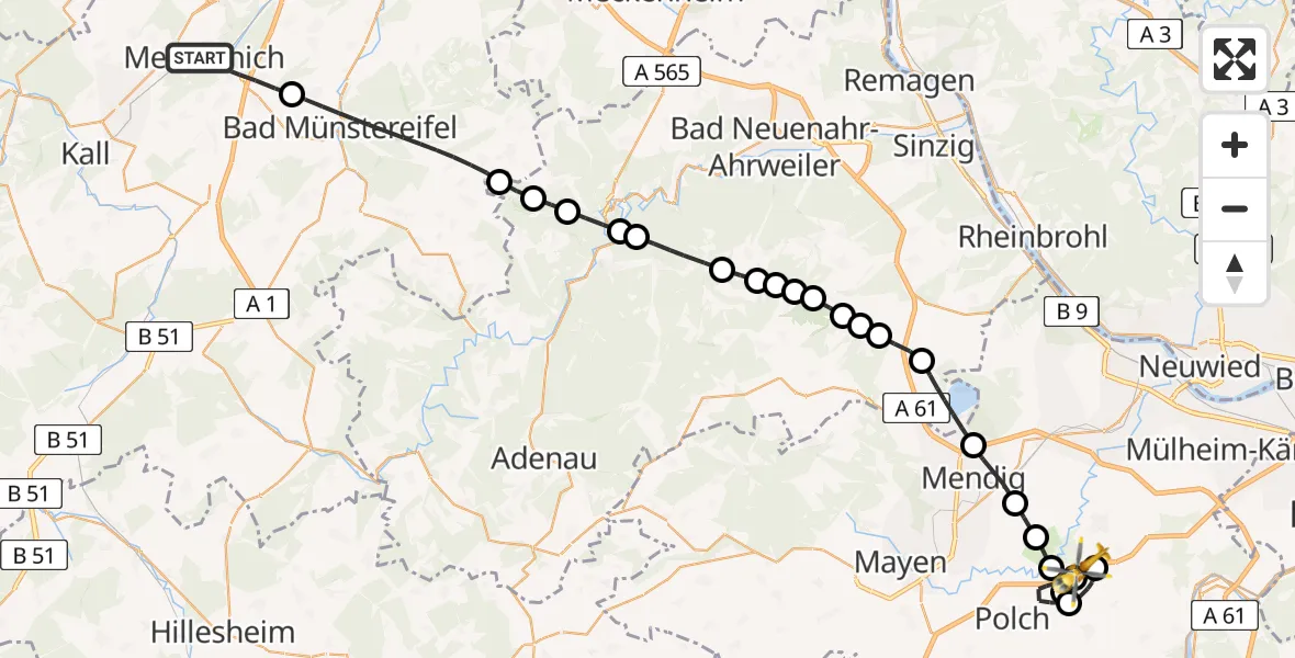 Flugroute Rettungshubschrauber Mechernich - Polch, 05 September 2026, 13:51