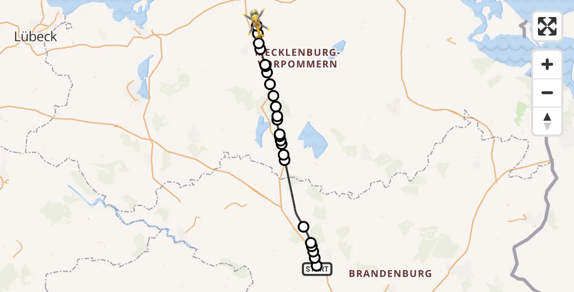 Flugroute Rettungshubschrauber Neuruppin - Flughafen Rostock-Laage, 05 September 2026, 14:13
