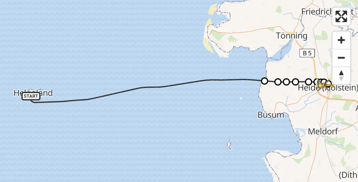 Flugroute Ambulanzhubschrauber North Sea - Heide, 05 September 2026, 14:33
